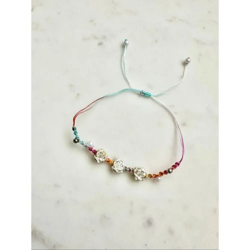 Rainbow braided lotus flower friendship bracelet